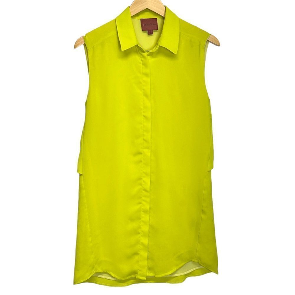 I.‎ Madeline Lemon 🍋 Green Blouson Mini Sleeveless Dress Size Small